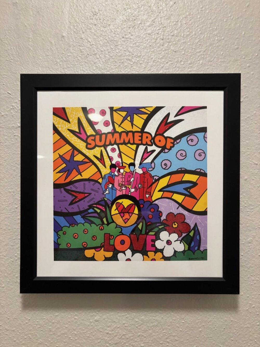 Romero Britto Framed 8x8 Inch Art Print - Summer Of Love, The Beatles